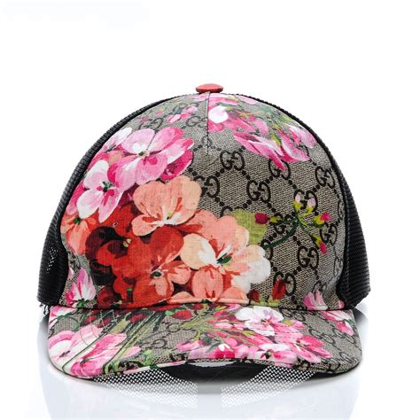 GUCCI GG Supreme Monogram Blooms Baseball Hat 